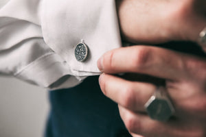 Boutons de manchettes ronds en argent