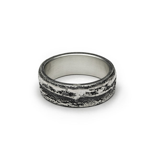 Bague Ruban Large - Patinated 925 silver - Sand casting