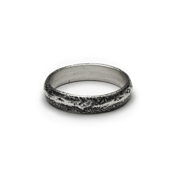 Bague Demi Jonc extra fine - Patinated 925 silver - Sand casting