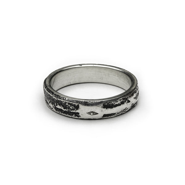 Bague Ruban extra fine - Patinated 925 silver - Sand casting