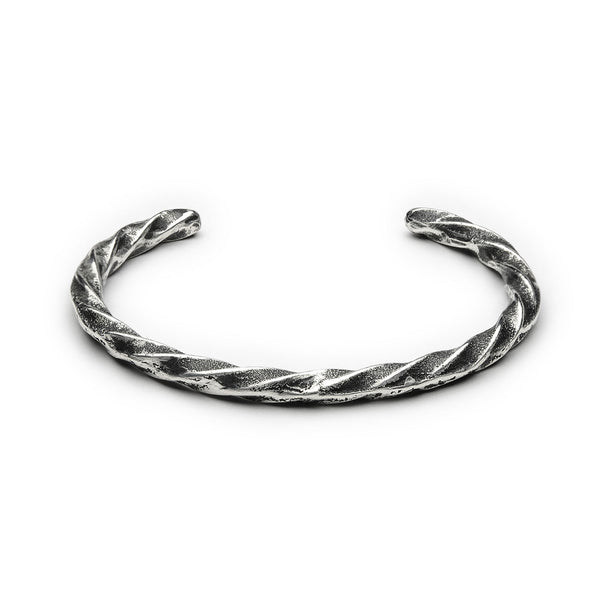 Bracelet torsadé large en argent