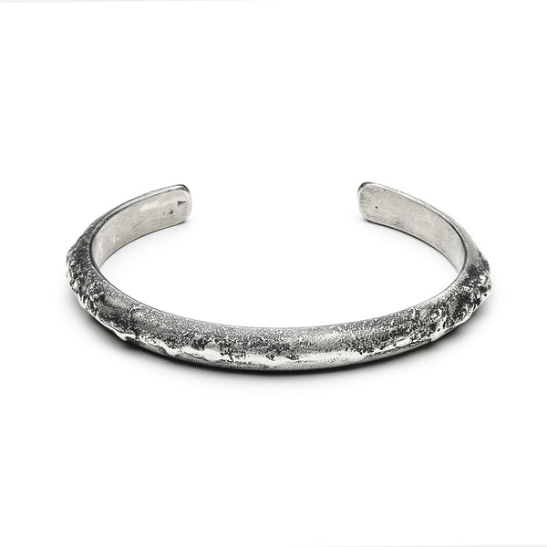 Bracelet Demi Jonc large - Patinated 925 silver - Sand casting