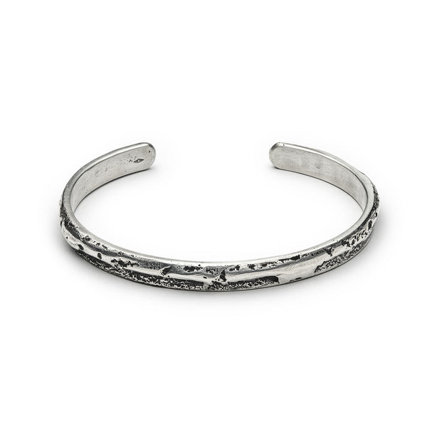 Bracelet Ruban fin - Patinated 925 silver - Sand casting