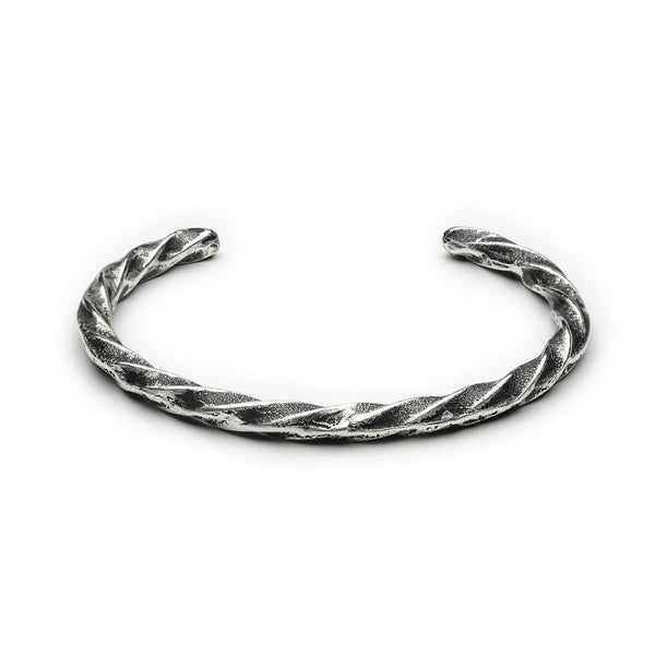 Bracelet Torsadé - Patinated 925 silver - Sand casting