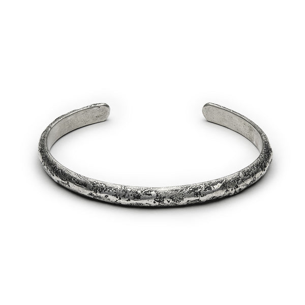 Bracelet Demi Jonc fin - Patinated 925 silver - Sand casting