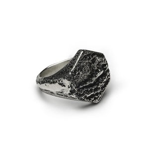 Chevalière hexagone en argent