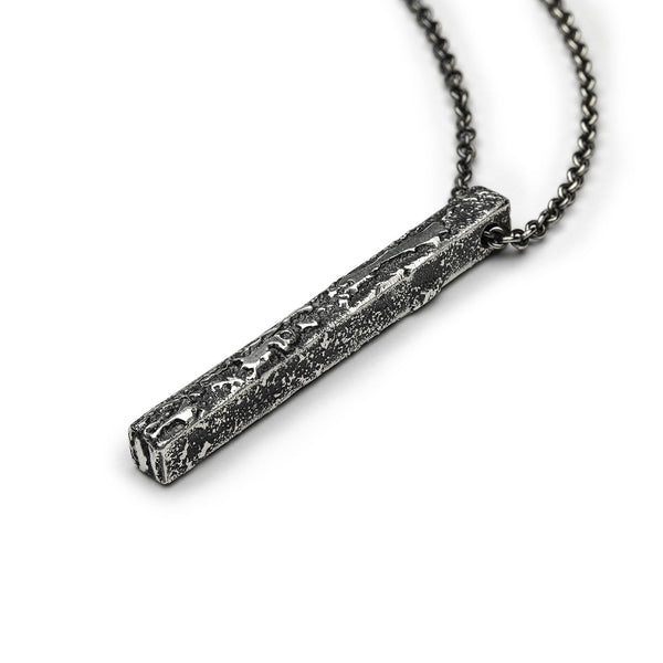 Collier Carré large - Patinated 925 silver - Sand casting