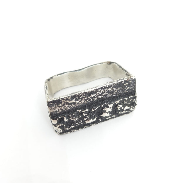Bague double en argent brut de fonte